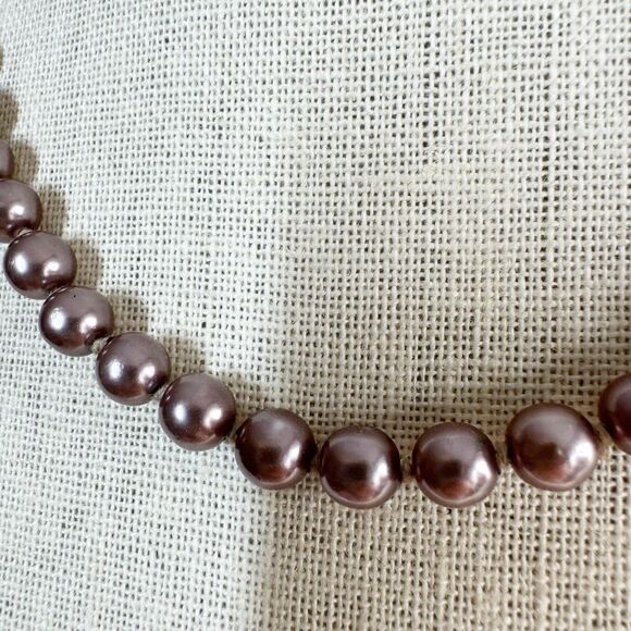 Vintage Purple Faux Pearls Strand With German Silver Fishhook Clasp 19.5” - Picture 4 of 7